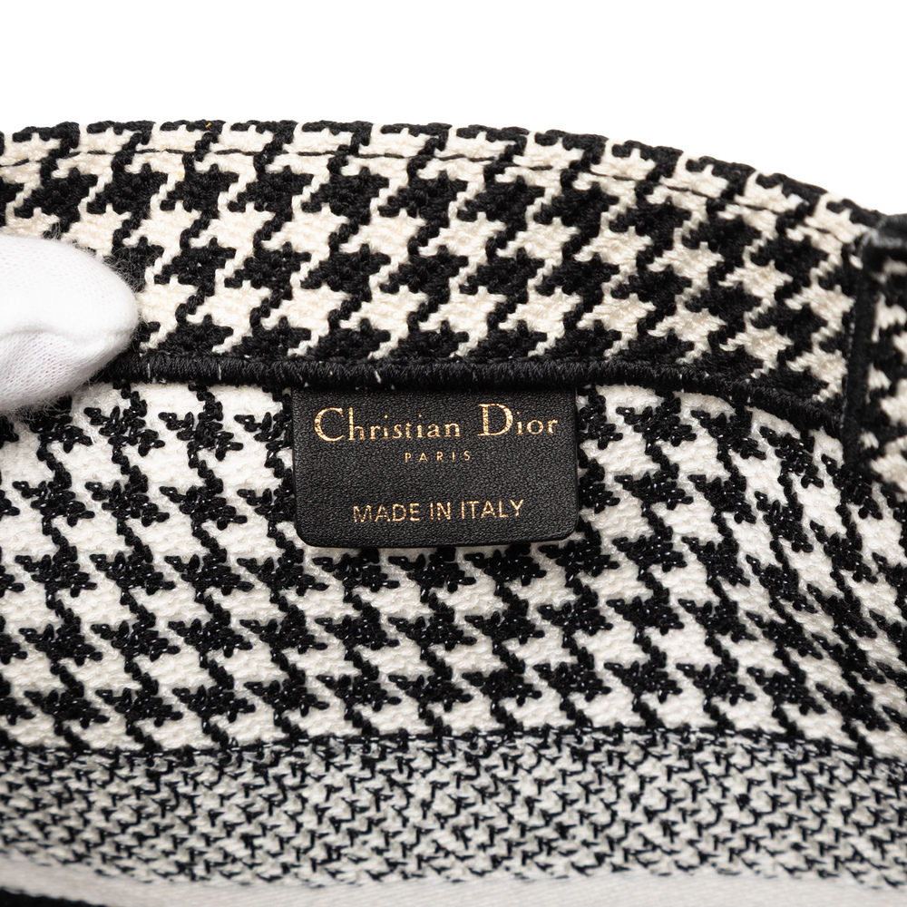 Pre-Loved Dior Medium Canvas Houndstooth Embroidered Book Tote - Picture 5 of 8
